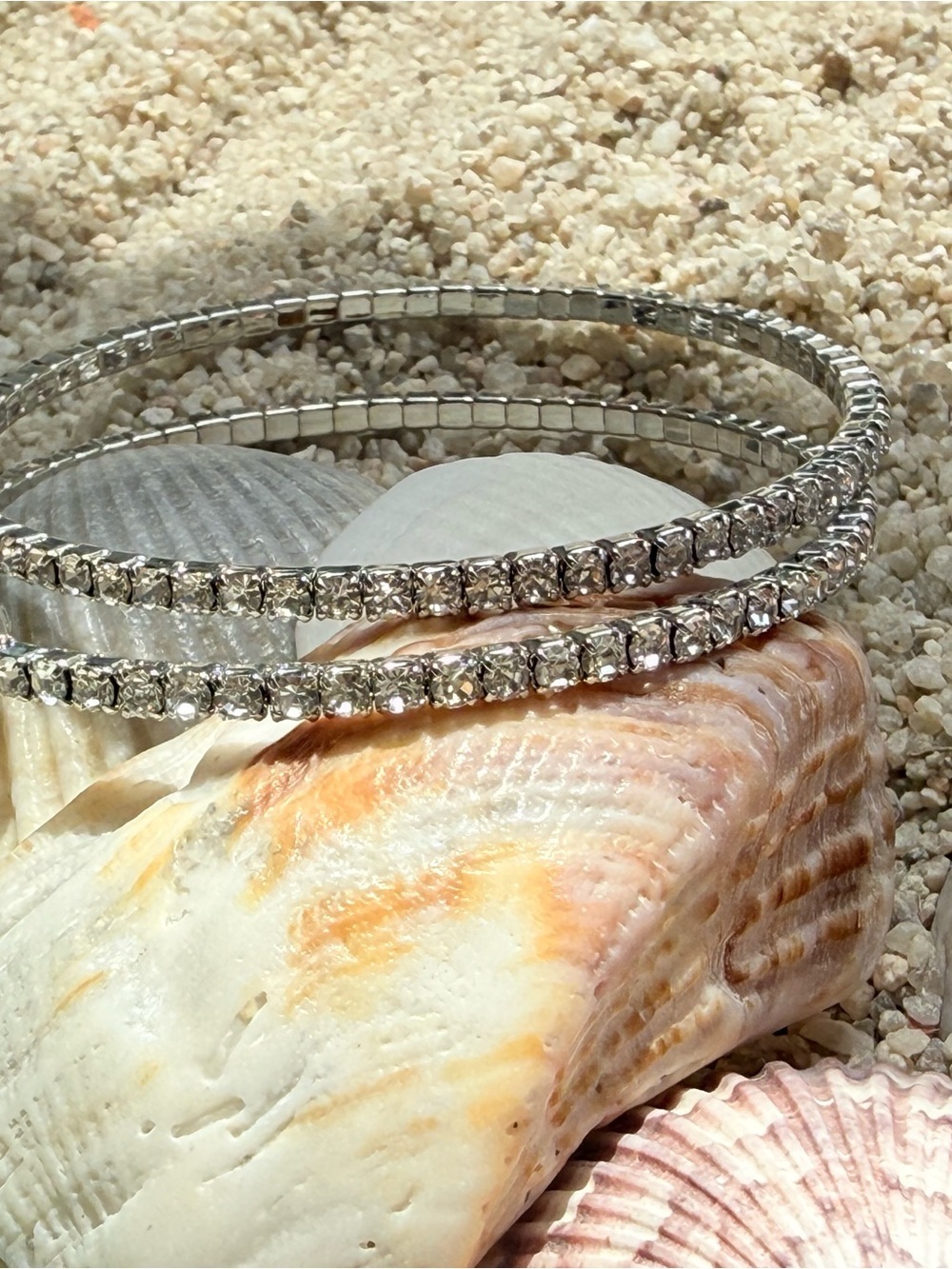 Silver Crystal large hoops - Clear Rhinestones